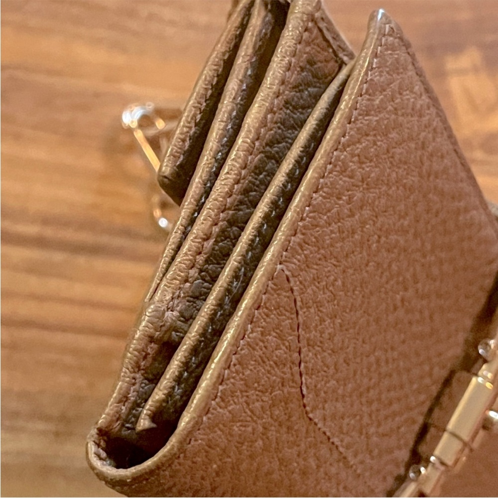 Authentic GUCCI Vintage Jackie Taupe Pebbled Leather Push Clasp Long Wallet WOC - Picture 6 of 10